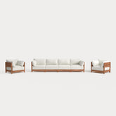 Dwell™ Modular Teak Outdoor 4-Seater Sofa + Armchair Set | Classic Canvas in Cloud