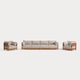 Dwell™ Modular Teak Outdoor 4-Seater Sofa + Armchair Set | Classic Canvas in Sand