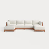 Dwell™ Modular Teak Outdoor 4-Seater U-Sectional | Classic Canvas in Cloud
