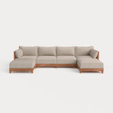 Dwell™ Modular Teak Outdoor 4-Seater U-Sectional | Classic Canvas in Sand