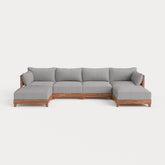 Dwell™ Modular Teak Outdoor 4-Seater U-Sectional | Classic Canvas in Stone Gray