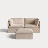 Modular Outdoor Washable 2-Seater + Ottoman | Alfresco Boucle in Cashew