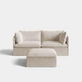Modular Outdoor Washable 2-Seater + Ottoman | Nano Slubweave in Chai
