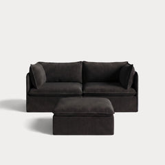 Modular Outdoor Washable 2-Seater + Ottoman | Classic Canvas in Charcoal