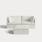 Modular Outdoor Washable 2-Seater + Ottoman | Classic Canvas in Cloud