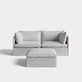 Modular Outdoor Washable 2-Seater + Ottoman | Nano Slubweave in Mist