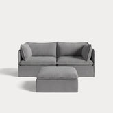 Modular Outdoor Washable 2-Seater + Ottoman | Classic Canvas in Stone Gray