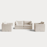 Modular Outdoor Washable 2-Seater Sofa + Armchair Set | Nano Slubweave in Chai