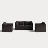 Modular Outdoor Washable 2-Seater Sofa + Armchair Set | Classic Canvas in Charcoal