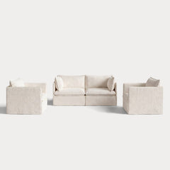 Modular Outdoor Washable 2-Seater Sofa + Armchair Set | Alfresco Boucle in Creme