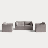 Modular Outdoor Washable 2-Seater Sofa + Armchair Set | Nano Slubweave in Haze Gray