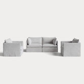 Modular Outdoor Washable 2-Seater Sofa + Armchair Set | Nano Slubweave in Mist