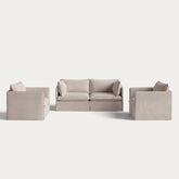 Modular Outdoor Washable 2-Seater Sofa + Armchair Set | Classic Canvas in Sand