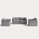 Modular Outdoor Washable 2-Seater Sofa + Armchair Set | Classic Canvas in Stone Gray