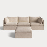 Modular Outdoor Washable 3-Seater + Ottoman | Alfresco Boucle in Cashew