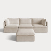 Modular Outdoor Washable 3-Seater + Ottoman | Nano Slubweave in Chai
