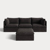 Modular Outdoor Washable 3-Seater + Ottoman | Classic Canvas in Charcoal