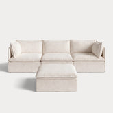 Modular Outdoor Washable 3-Seater + Ottoman | Alfresco Boucle in Creme