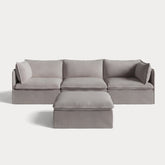 Modular Outdoor Washable 3-Seater + Ottoman | Nano Slubweave in Haze Gray