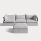 Modular Outdoor Washable 3-Seater + Ottoman | Nano Slubweave in Mist