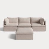 Modular Outdoor Washable 3-Seater + Ottoman | Classic Canvas in Sand