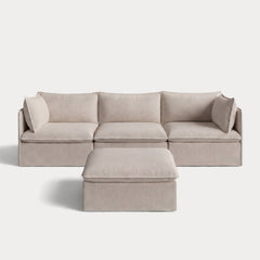 Modular Outdoor Washable 3-Seater + Ottoman | Classic Canvas in Sand