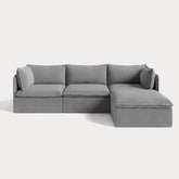Modular Outdoor Washable 3-Seater Sectional | Classic Canvas in Stone Gray