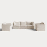 Modular Outdoor Washable 3-Seater Sofa + Armchair Set | Nano Slubweave in Chai