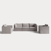 Modular Outdoor Washable 3-Seater Sofa + Armchair Set | Nano Slubweave in Haze Gray