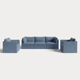 Modular Outdoor Washable 3-Seater Sofa + Armchair Set | Classic Canvas in Ocean