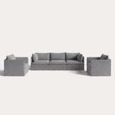 Modular Outdoor Washable 3-Seater Sofa + Armchair Set | Classic Canvas in Stone Gray