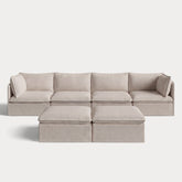 Modular Outdoor Washable 4-Seater + Bench Ottoman | Classic Canvas in Sand