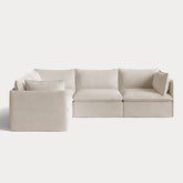 Modular Outdoor Washable 4-Seater Corner Sectional | Nano Slubweave in Chai