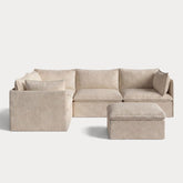 Modular Outdoor Washable 4-Seater Corner Sectional + Ottoman | Alfresco Boucle in Cashew