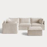 Modular Outdoor Washable 4-Seater Corner Sectional + Ottoman | Nano Slubweave in Chai