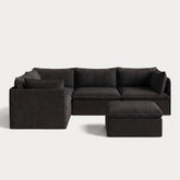 Modular Outdoor Washable 4-Seater Corner Sectional + Ottoman | Classic Canvas in Charcoal
