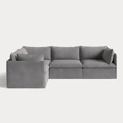 Modular Outdoor Washable 4-Seater Corner Sectional | Classic Canvas in Stone Gray