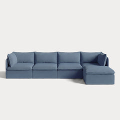 Modular Outdoor Washable 4-Seater Sectional | Classic Canvas in Ocean