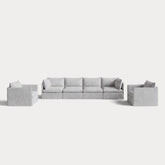 Modular Outdoor Washable 4-Seater Sofa + Armchair Set | Nano Slubweave in Mist