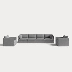 Modular Outdoor Washable 4-Seater Sofa + Armchair Set | Classic Canvas in Stone Gray