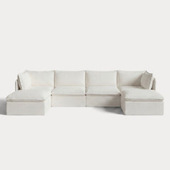 Modular Outdoor Washable 4-Seater U-Sectional | Classic Canvas in Cloud
