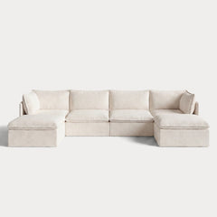 Modular Outdoor Washable 4-Seater U-Sectional | Alfresco Boucle in Creme