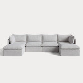 Modular Outdoor Washable 4-Seater U-Sectional | Nano Slubweave in Mist