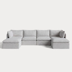 Modular Outdoor Washable 4-Seater U-Sectional | Nano Slubweave in Mist