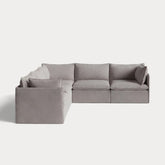 Modular Outdoor Washable 5-Seater Corner Sectional | Nano Slubweave in Haze Gray