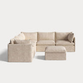 Modular Outdoor Washable 5-Seater Corner Sectional + Ottoman | Alfresco Boucle in Cashew