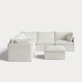 Modular Outdoor Washable 5-Seater Corner Sectional + Ottoman | Classic Canvas in Cloud