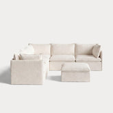 Modular Outdoor Washable 5-Seater Corner Sectional + Ottoman | Alfresco Boucle in Creme