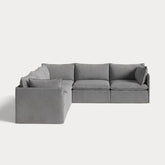 Modular Outdoor Washable 5-Seater Corner Sectional | Classic Canvas in Stone Gray