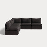 Modular Outdoor Washable 5-Seater Open-Ends Corner Sectional | Classic Canvas in Charcoal